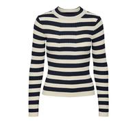 PIECES Pccrista LS O-Neck Knit Noos BC Suéter, Sky Captain/Stripes:Wide Birch Stripes, M para Mujer