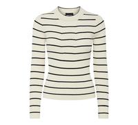 PIECES PCCRISTA LS O-Neck Knit Noos BC, Suéter Tejido Mujer, Birch/Stripes:Black Narrow,