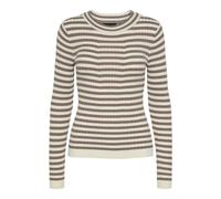 PIECES Pccrista LS O-Neck Knit Noos BC Suter Pulver, Fossil/Rayas: con Tiras de Abedul M, S para Mujer