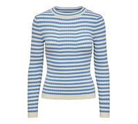 PIECES Pccrista LS O-Neck Knit Noos BC Suter Pulver, Granada Sky/Stripes: with Birch Stripes M, L para Mujer