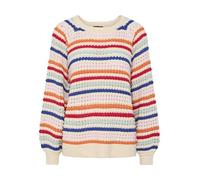 PIECES Pcdosla LS O-Neck Knit Mm Suéter pulóver, Abedul/Rayas: Mandarina Naranja Multi, L para Mujer