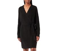 PIECES PCELLEN LS Wrap Knit Dress Noos BC QX, Vestido Mujer, Black,