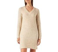 PIECES Pcellenes Noos BC-Vestido de Punto con Cuello en V, White Pepper, XL para Mujer