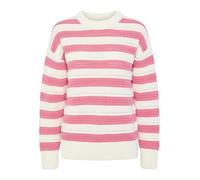PIECES Pcfanni LS O-Neck Knit Mm Suéter pulóver, Cloud Dancer/Stripes: Pink Lemonade, S para Mujer