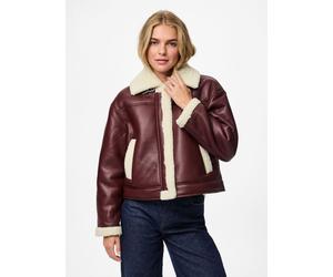 Pieces Pcjanelle Short Jacket W. Fur L Burdeos