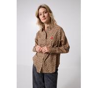 Pieces Pcjanna Ls Loose Aop Shirt Fc Bc M Beige