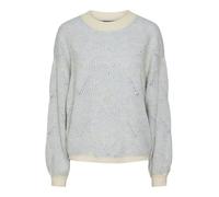 PIECES Pcjenna LS O-Neck Knit Noos BC Jersey de Punto, Whitecap Gray/Detail:Faded Denim, S para Mujer
