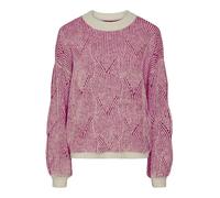 PIECES Pcjenna LS O-Neck Knit Noos BC Jersey de Punto, Whitecap Gray/Detail:Festival Fuchsia, L para Mujer