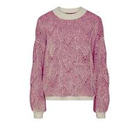 PIECES Pcjenna LS O-Neck Knit Noos BC Jersey de Punto, Whitecap Gray/Detail:Festival Fuchsia, M para Mujer
