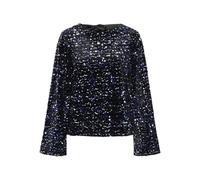 PIECES Pckam LS Deep Back Bow Top Camiseta de Manga Larga, Negro/Detalles: Lentejuelas Bellweather, S Mujeres