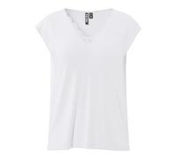PIECES Pckamala JRS FC BC - Camiseta de Encaje con Cuello en V, Blanco Brillante, M