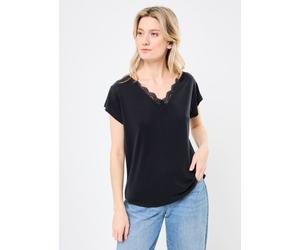 Pieces PCKAMALA LACE V-NECK TEE JRS FC BC XS Negro