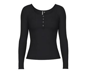 PIECES Pckitte Ls Top Noos B C, Camisa Manga Larga para Mujer, Negro (Black Black), L