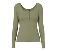 PIECES Pckitte Ls Top Noos B C, Camisa Manga Larga para Mujer, Verde (Deep Lichen Green Deep Lichen Green), S