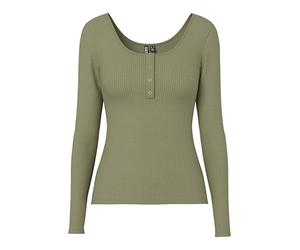 PIECES Pckitte Ls Top Noos B C, Camisa Manga Larga para Mujer, Verde (Deep Lichen Green Deep Lichen Green), XL