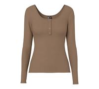 PIECES Pckitte LS Top Noos BC, Camisa de Manga Larga para Mujer, Fósil, L