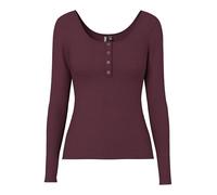 PIECES Pckitte LS Top Noos BC Color Liso, Jersey, Manga Larga, Regular, borgoña, S Mujeres