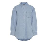 PIECES Pcmaisie LS Denim Shirt Noos BC Camisa Vaquera, Mezclilla De Color Azul Claro, M Mujeres