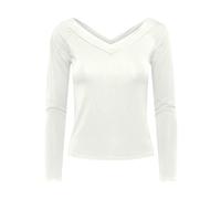 Pieces Pcmaliva LS - Camiseta de Manga Larga con Cuello en V y Hombros Descubiertos para Mujer, Blanco Brillante., XS