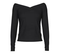 Pieces PCMALIVA LS Off Shoulder V-Neck Top Noos, Camiseta, Opacity, Black, Large