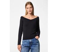 PIECES PCMALIVA LS Off Shoulder V-Neck Top Noos, Camiseta, Opacity, Black, Small