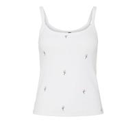 PIECES Pcmay Strap Embroidery Top JRS BC, Blanco Brillante, M