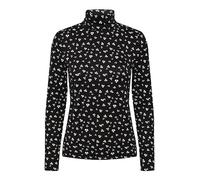 PIECES Pcnala Ls Top de Cuello Alto Bc Camiseta de manga larga, Mujer, Black/Aop: Flower, L