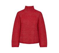 PIECES Pcnell Ls High Neck Knit Noos Suéter, Mujer, Rojo Amapola, XL