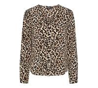 PIECES Pcnessa LS Noos-Camiseta con Cuello en V Blusas, Silver Mink/AOP: Leo AOP, M para Mujer