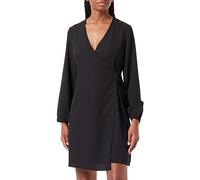 PIECES Pcnessa LS Wrap Dress Noos Vestido, Negro, Mujer