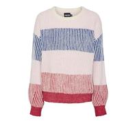 PIECES Pcnolo LS O-Neck Knit Mm BC Suéter pulóver, Cloud Dancer/Stripes:Roseate Spoonbill Multi, XL Mujeres