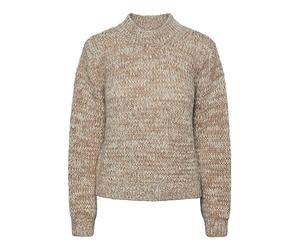 PIECES Pcnomana Ls O-neck Knit Bc Suéter, Mujer, Fósil/Patrón: Blanco+clouddancer, XS