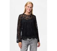Pieces Pcolline Ls Lace O-Neck Top Wvn Noos S Negro