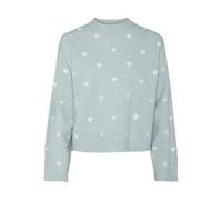 PIECES Pcpaya LS Emb-Punto de Cuello Alto Jersey, Azul Nube/Detalle: Corazones Blancos, S para Mujer