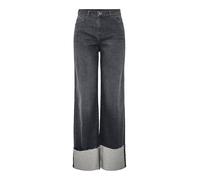 PIECES PCPIL HW Straight Fold UP Jeans, Grey Denim, 32