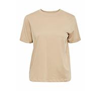 PIECES Camiseta para Mujer PCRIA SS Fold UP Solid tee Noos BC Silver Mink, XL