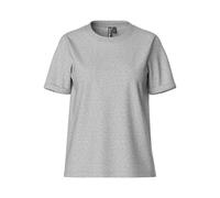 PIECES Pcria SS Fold Up tee Noos, Camiseta Mujer, Gris (Light Grey Melange Light Melange), 40 (Talla del Fabricante: Medium)