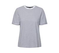 PIECES Pcria SS Fold Up tee Noos, Camiseta Mujer, Multicolor (Bright White Stripes: Maritime Blue), 40 (Talla del Fabricante: Medium)