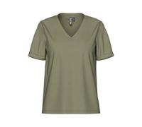 PIECES Pcria SS V-Neck Solid tee Noos Camiseta, Deep Lichen Green, L para Mujer