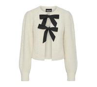 PIECES Pcrow LS O-Neck Bow Knit BC Jersey de Punto, Abedul/Detalle: Lazos Tejidos Negros, XL para Mujer