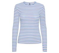 PIECES Pcruka LS Top Noos, Camiseta de Manga Larga para Mujer, Hortensia/Stripes:Cloud Dancer, XL