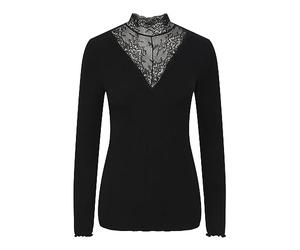 PIECES Pcsiri Ls T-neck Top Noos, Camiseta de manga larga para Mujer, Negro, XS