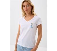 Pieces PCTUA SS V-NECK PRINTED T-SHIRT BC L Blanco
