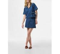 Pieces Pieces - Falda vaquera corta cruzada de mujer.. Azul marino Talla 38