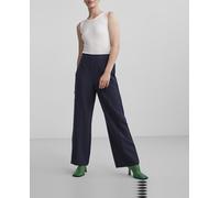 Pieces Pantalón de vestir ancho de cintura alta de mujer. Azul marino 34/XS