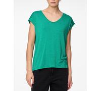 Pieces Pieces - Top de mujer básico manga corta cuello pico. Turquesa Talla 38