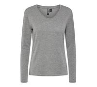 PIECES S Pcbillo LS Stripes Noos FC-Cuello en V Camiseta, Gris Claro/Rayas: Gris Lurex, M para Mujer