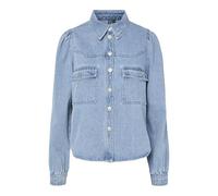 PIECES Shirt Camiseta Pcsika, Mezclilla De Color Azul Claro, L Mujeres