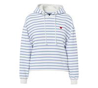 PIECES Sudadera con capucha a rayas, bordado de corazón. Color Azul/Blanco