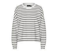 PIECES Sudadera para Mujer Pcchilli LS Sweat Stripes Noos, Cloud Dancer/Stripes:Black, L